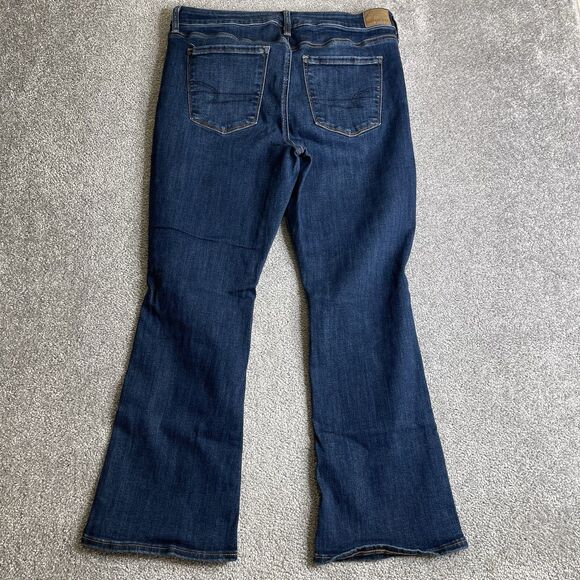 American Eagle Jeans Women’s 14 X-Short Blue Skinny Kick High Rise Dark Wash - Picture 3 of 12